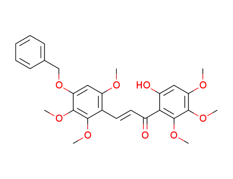 Molecular Structure of 105827-25-6 (2-Propen-1-one,
1-(6-hydroxy-2,3,4-trimethoxyphenyl)-3-[2,3,6-trimethoxy-4-(phenylmeth
oxy)phenyl]-)