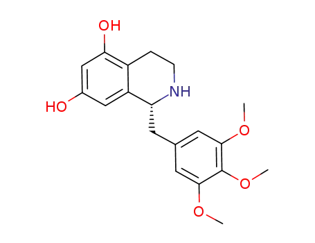 Molecular Structure of 71605-46-4 (5,7-Isoquinolinediol,
1,2,3,4-tetrahydro-1-[(3,4,5-trimethoxyphenyl)methyl]-, (R)-)