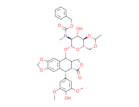 1-O-(2-N-(benzyloxycarbonyl)-2-deoxy-4:6-O-ethylidene-2-methylamino-β-L-glucopyranosyl)-4'-O-demethyl-1-epipodophyllotoxin