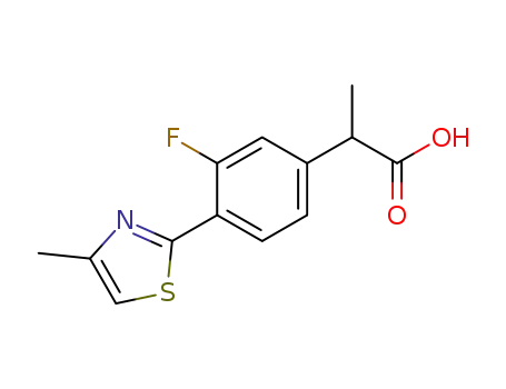 Molecular Structure of 138568-70-4 (3-Fluoro-α-methyl-4-(4-methyl-2-thiazolyl)benzeneacetic acid)