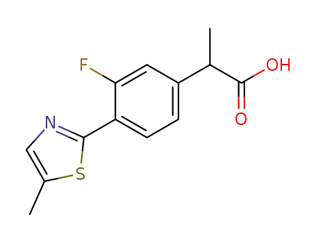 Molecular Structure of 138568-74-8 (3-Fluoro-α-methyl-4-(5-methyl-2-thiazolyl)benzeneacetic acid)