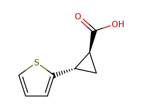 Molecular Structure of 90111-23-2 (2-Thiophen-2-yl-cyclopropanecarboxylic acid)