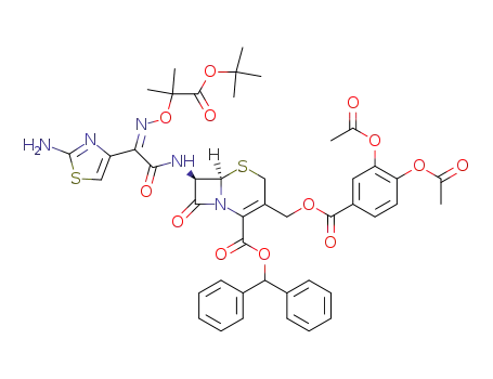 diphenylmethyl 7-<2-(2-aminothiazol-4-yl)-2-<<(Z)-1-(tert-butoxycarbonyl)-1-methylethoxy>imino>acetamido>-3-<<(3,4-diacetoxybenzoyl)oxy>methyl>ceph-3-em-4-carboxylate