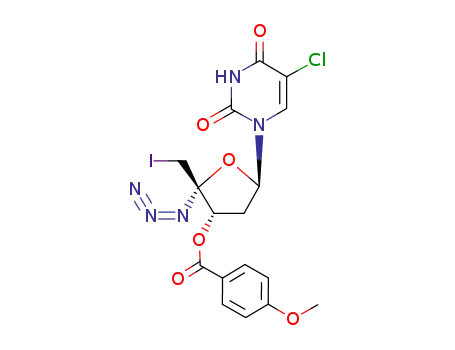Molecular Structure of 140226-27-3 (Uridine, 4'-azido-5-chloro-2',5'-dideoxy-5'-iodo-,
3'-(4-methoxybenzoate))