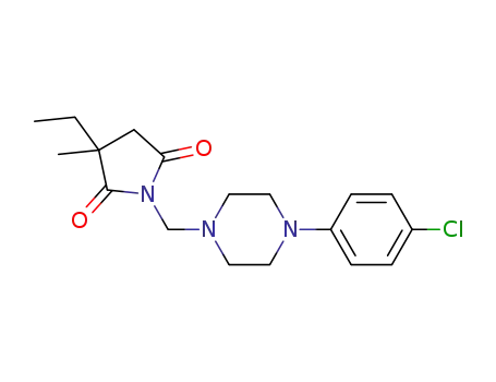 Molecular Structure of 19027-43-1 (N-[{4-(4-chlorophenyl)-piperazin-1-yl}-methyl]-3-ethyl-3-methyl-pyrrolidine-2,5-dione)