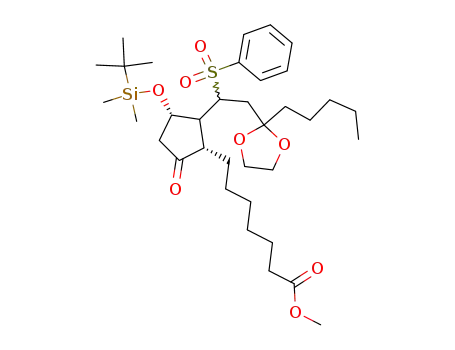 7-[(1S,3S)-2-[1-Benzenesulfonyl-2-(2-pentyl-[1,3]dioxolan-2-yl)-ethyl]-3-(tert-butyl-dimethyl-silanyloxy)-5-oxo-cyclopentyl]-heptanoic acid methyl ester