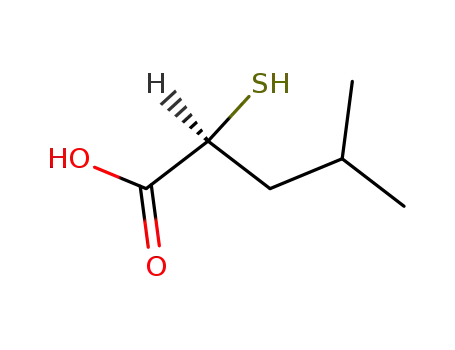 Molecular Structure of 66386-08-1 (Pentanoic acid, 2-mercapto-4-methyl-, (S)-)