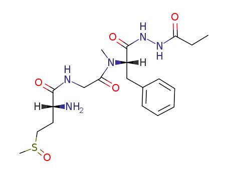 Molecular Structure of 74085-97-5 ((R)-2-Amino-N-({[(S)-1-benzyl-2-oxo-2-(N'-propionyl-hydrazino)-ethyl]-methyl-carbamoyl}-methyl)-4-methanesulfinyl-butyramide)