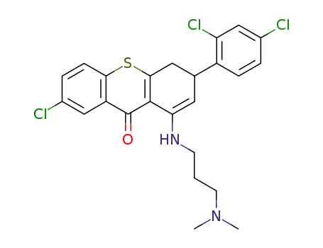 Molecular Structure of 89756-78-5 (9H-Thioxanthen-9-one,
7-chloro-3-(2,4-dichlorophenyl)-1-[[3-(dimethylamino)propyl]amino]-3,4-
dihydro-)