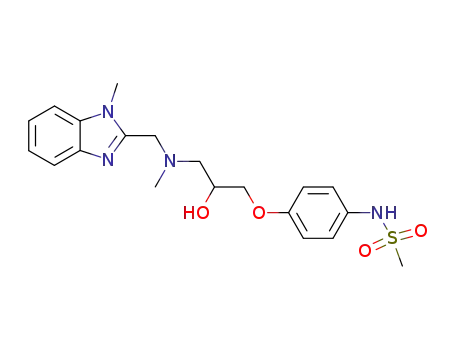 Molecular Structure of 137898-29-4 (N-<4-<2-hydroxy-3-<methyl<(1-methyl-1H-benzimidazol-2-yl)methyl>amino>propoxy>phenyl>methanesulfonamide)