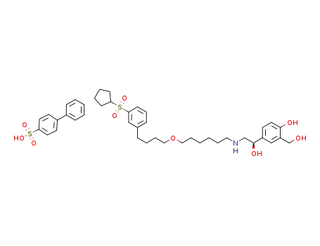 Molecular Structure of 686350-93-6 (4-{(1R)-2-[(6-{4-[3-(cyclopentylsulfonyl)phenyl]butoxy}-hexyl)amino]-1-hydroxyethyl}-2-(hydroxymethyl)phenol 4-biphenylsulfonate salt)