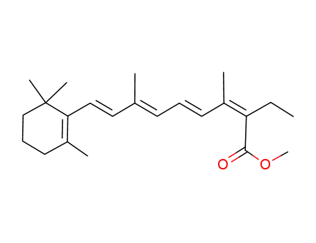 Molecular Structure of 138232-01-6 ((2Z,4E,6E,8E)-2-Ethyl-3,7-dimethyl-9-(2,6,6-trimethyl-cyclohex-1-enyl)-nona-2,4,6,8-tetraenoic acid methyl ester)