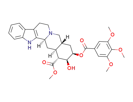 Molecular Structure of 117-73-7 (methyl (3beta,16beta,17alpha,18beta,20alpha)-17-hydroxy-18-[(3,4,5-trimethoxybenzoyl)oxy]yohimban-16-carboxylate)