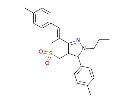 7-((<i>Z</i>)-4-methyl-benzylidene)-2-propyl-3-<i>p</i>-tolyl-2,3,3a,4,6,7-hexahydro-thiopyrano[4,3-<i>c</i>]pyrazole 5,5-dioxide