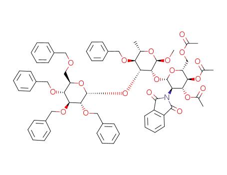 methyl 4-O-benzyl-2-O-(3,4,6-tri-O-acetyl-2-deoxy-2-phthalimido-β-D-glucopyranosyl)-3-O-(2,3,4,6-tetra-O-benzyl-α-D-glucopyranosyl)-α-L-rhamnopyranoside