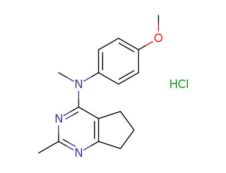 Molecular Structure of 1452392-86-7 (N-(4-methoxyphenyl)-N,2-dimethyl-6,7-dihydro-5H-cyclopenta[d]pyrimidin-4-aminium chloride)