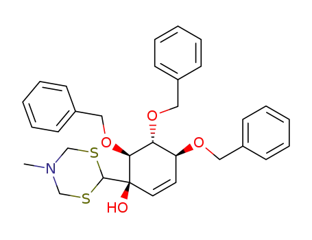 1L-(1,2,4/3)-2,3,4-tri-O-benzyl-1-C-(5-methyl-1,3,5-dithiazinan-2-yl)-5-cyclohexen-1,2,3,4-tetrol