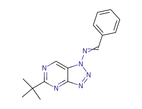 Molecular Structure of 112381-83-6 (1H-1,2,3-Triazolo[4,5-d]pyrimidin-1-amine,
5-(1,1-dimethylethyl)-N-(phenylmethylene)-)
