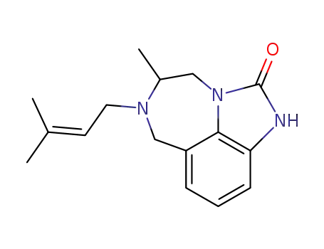 Molecular Structure of 126233-96-3 (5-methyl-6-(3-methylbut-2-en-1-yl)-4,5,6,7-tetrahydroimidazo[4,5,1-jk][1,4]benzodiazepin-2(1H)-one)