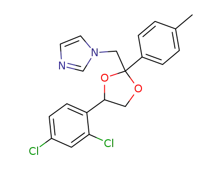 Molecular Structure of 59363-69-8 (1-[4-(2,4-dichloro-phenyl)-2-<i>p</i>-tolyl-[1,3]dioxolan-2-ylmethyl]-1<i>H</i>-imidazole)