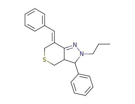 Thiopyrano[4,3-c]pyrazole,
2,3,3a,4,6,7-hexahydro-3-phenyl-7-(phenylmethylene)-2-propyl-