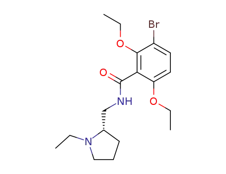 Molecular Structure of 82935-47-5 ((S)-(-)-3-bromo-N-<(1-ethyl-2-pyrrolidynyl)methyl>-2,6-diethoxybenzamide)