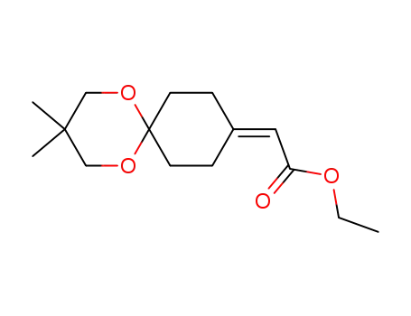 Molecular Structure of 69519-94-4 (Acetic acid, (3,3-dimethyl-1,5-dioxaspiro[5.5]undec-9-ylidene)-, ethyl
ester)