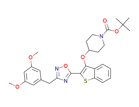 tert-butyl 4-((2-(3-(3,5-dimethoxybenzyl)-1,2,4-oxadiazol-5-yl)benzo[b]thiophen-3-yl)oxy)piperidine-1-carboxylate