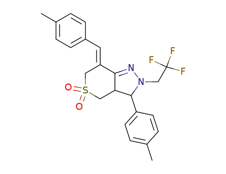 7-((<i>Z</i>)-4-methyl-benzylidene)-3-<i>p</i>-tolyl-2-(2,2,2-trifluoro-ethyl)-2,3,3a,4,6,7-hexahydro-thiopyrano[4,3-<i>c</i>]pyrazole 5,5-dioxide