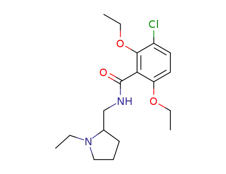 Molecular Structure of 82935-48-6 (3-Chloro-2,6-diethoxy-N-(1-ethyl-pyrrolidin-2-ylmethyl)-benzamide)