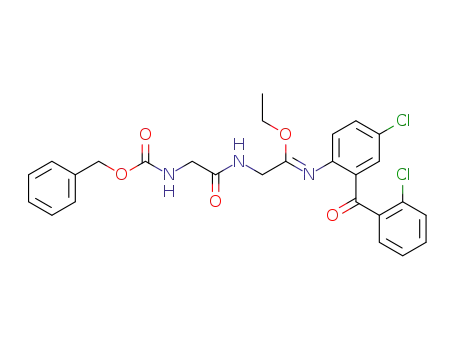 Molecular Structure of 83520-12-1 (2-(2-Benzyloxycarbonylamino-acetylamino)-N-[4-chloro-2-(2-chloro-benzoyl)-phenyl]-acetimidic acid ethyl ester)