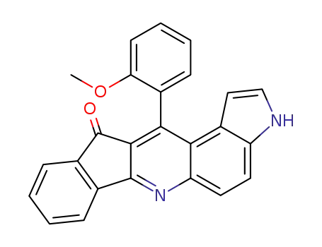 Molecular Structure of 1449762-94-0 (12-(2-methoxyphenyl)indeno[1,2-b]pyrrolo[3,2-f]quinolin-11(3H)-one)