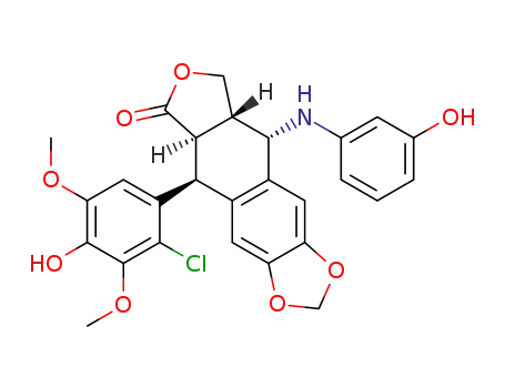 (5S-(5alpha,5abeta,8aalpha,9beta))-5-(2-Chloro-4-hydroxy-3,5-dimethoxyphenyl)-5,8,8a,9-tetrahydro-9-((3-hydroxyphenyl)amino)furo(3',4':6,7)naphtho(2,3-d)-1,3-dioxol-6(5aH)-one