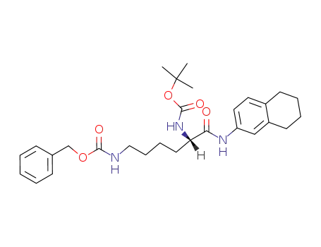 Molecular Structure of 138848-82-5 (Carbamic acid,
[5-[[(1,1-dimethylethoxy)carbonyl]amino]-6-oxo-6-[(5,6,7,8-tetrahydro-2-
naphthalenyl)amino]hexyl]-, phenylmethyl ester, (S)-)