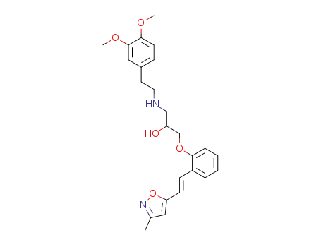 Molecular Structure of 79798-08-6 (1-[2-(3,4-Dimethoxy-phenyl)-ethylamino]-3-{2-[(E)-2-(3-methyl-isoxazol-5-yl)-vinyl]-phenoxy}-propan-2-ol)