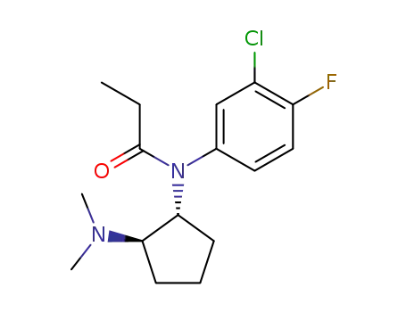 Molecular Structure of 67450-63-9 (N-(3-Chloro-4-fluoro-phenyl)-N-((1R,2R)-2-dimethylamino-cyclopentyl)-propionamide)