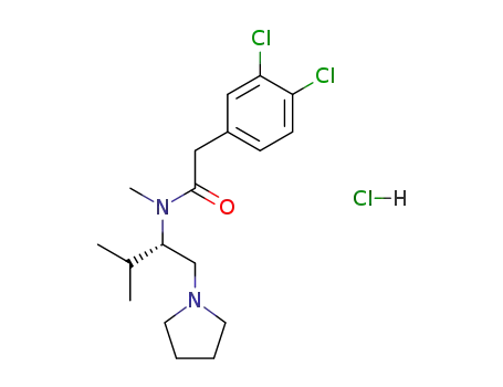 Molecular Structure of 115199-69-4 ((-)-2-(3,4-Dichlorophenyl)-N-methyl-N-[2-methyl-1(S)-(pyrrolidin-1-ylmethyl)propyl]acetamide hydrochloride)