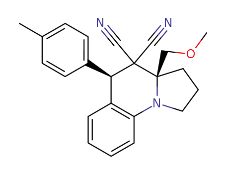 Molecular Structure of 117607-93-9 (cis-(+/-)-1,2,3,3a-tetrahydro-3a-(methoxymethyl)-5-(4-methylphenyl)pyrrolo<1,2-a>quinoline-4,4(5H)-dicarbonitrile)
