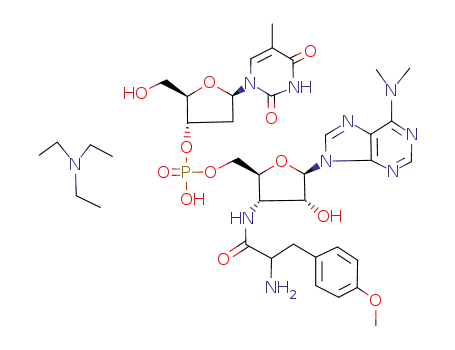 Molecular Structure of 87038-97-9 (Thymidylyl(3'->5')puromycin triethylammonium salt)