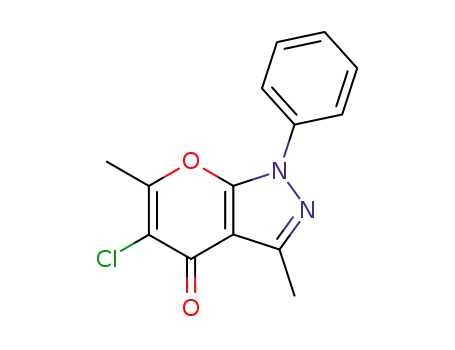 Molecular Structure of 87100-99-0 (5-chloro-3,6-dimethyl-1-phenylpyrano[2,3-c]pyrazol-4(1H)-one)