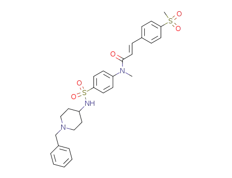 Molecular Structure of 134907-17-8 ((2E)-N-{4-[(1-benzylpiperidin-4-yl)sulfamoyl]phenyl}-N-methyl-3-[4-(methylsulfonyl)phenyl]prop-2-enamide)