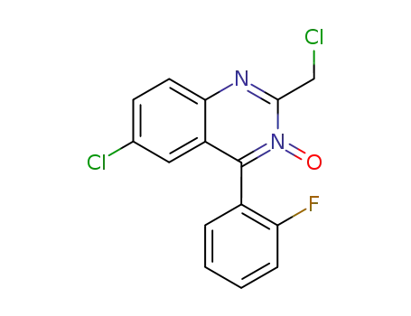 Molecular Structure of 60656-74-8 (6-Chloro-2-(chloroMethyl)-4-(2-fluorophenyl)quinazoline 3-Oxide)