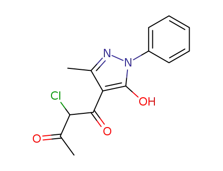 Molecular Structure of 87100-95-6 (2-chloro-1-(5-methyl-3-oxo-2-phenyl-2,3-dihydro-1H-pyrazol-4-yl)butane-1,3-dione)