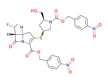 (5R,6R)-6-((R)-1-Fluoro-ethyl)-3-[(3S,5S)-5-hydroxymethyl-1-(4-nitro-benzyloxycarbonyl)-pyrrolidin-3-ylsulfanyl]-7-oxo-1-aza-bicyclo[3.2.0]hept-2-ene-2-carboxylic acid 4-nitro-benzyl ester