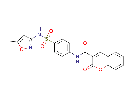 Molecular Structure of 141501-94-2 (2H-1-Benzopyran-3-carboxamide,
N-[4-[[(5-methyl-3-isoxazolyl)amino]sulfonyl]phenyl]-2-oxo-)
