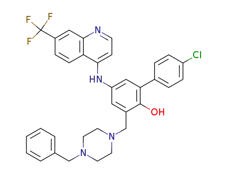 3-(4''-benzylpiperazin-1''-ylmethyl)-4'-chloro-5-(7'''-trifluoromethylquinolin-4'''-ylamino)biphenyl-2-ol