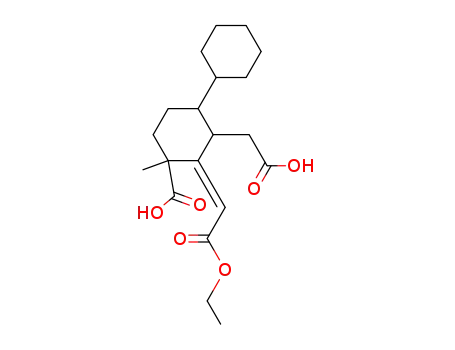 Molecular Structure of 112324-95-5 (3-ethoxycarbonylmethylene-2-carboxymethyl-4-methyl-bicyclohexyl-4-carboxylic acid)