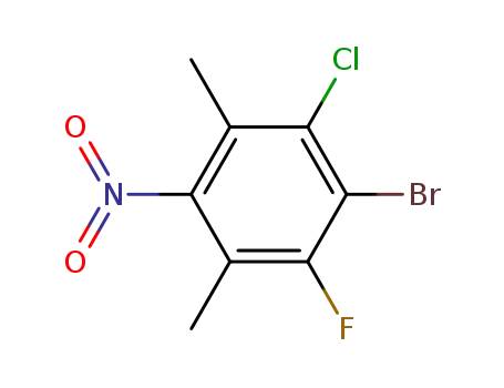Molecular Structure of 436-58-8 (1-bromo-2-chloro-6-fluoro-3,5-dimethyl-4-nitro-benzene)