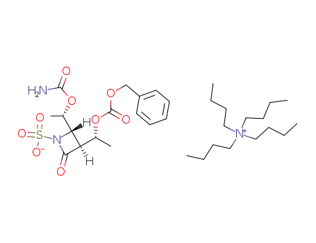 Molecular Structure of 130163-85-8 (tetrabutylammonium (3S,4S)-3-<(R)-1-(benzyloxycarbonyloxy)ethyl>-4-<(S)-1-carbamoyloxyethyl>-2-azetidinone-1-sulfonate)