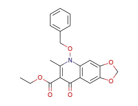 Molecular Structure of 62443-46-3 (1,3-Dioxolo[4,5-g]quinoline-7-carboxylic acid,
5,8-dihydro-6-methyl-8-oxo-5-(phenylmethoxy)-, ethyl ester)